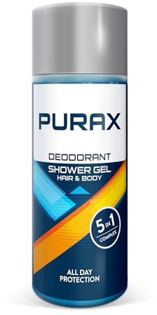 PURAX Gel doccia deodorante 200ml, Gel doccia con complesso 5in1