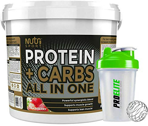 Nutrisport Protein + Complex Carbs All in One 5kg / 5000g + Shaker (Strawberry)
