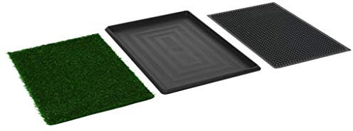 Tidyard Hundetoiletten Haustiertoilette Welpentoilette Gitter-Design mit Tablett und Kunstgras,Trainingsunterlage Indoor für Hunde Tier WC, Grün und Schwarz