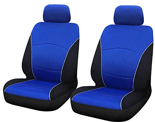 UKB4C Car Seat Covers Front Pair in Black and Blue Universal Carseat Protectors for Driver and Passenger Automotive Accessories Interior