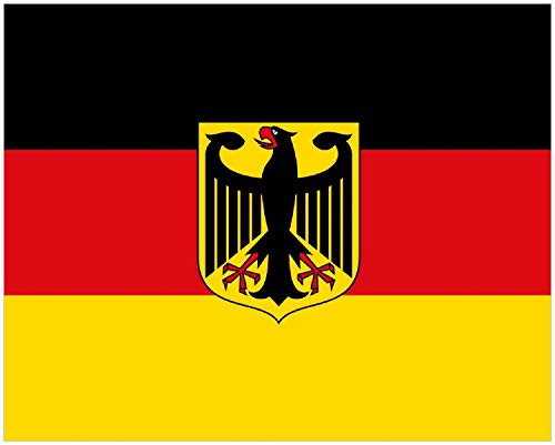 Wallario Poster - Deutsche Flagge mit Wappen in Premiumqualität, Größe: 40 x 50 cm