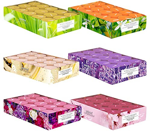 pajoma Duft Teelichte 180 Stück Duftkerzen frische fruchtige Frühjahr Sommer Düfte in Polycarbonathülle, 6X 30 Teelichte