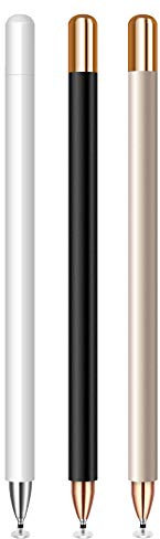 MEKO Eingabestift Disc Touch Pen, 2 in 1 Stylus Pen universal Touchstift 100% kompatibel mit Allen Tablets Touchscreen iPhone iPad Surface Huawei usw, magnetische Kappe (Weiß+Schwarz+Champagner)
