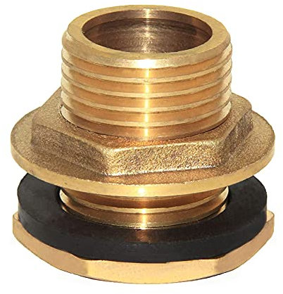 Joywayus 2 Stück 1,27 cm Außengewinde, massives Messing, Wassertank-Anschluss, Schott-Tankverschraubung mit Gummiring zur Stabilisierung