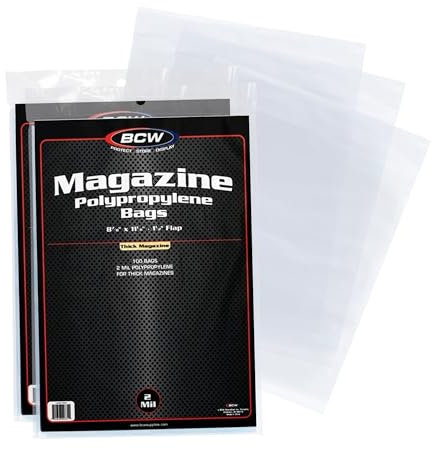 BCW Dicke Magazintaschen - 2 Pack mit 200 Stück | säurefreie, transparente Polypropylen-Hüllen für Archivqualität Aufbewahrung von Sammelmagazinen | Schützen und Präsentieren Sie Ihre wertvolle