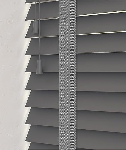 Made To Measure Real Wood Venetian Blind [White, 150cm Width x 120cm Drop, Tape]