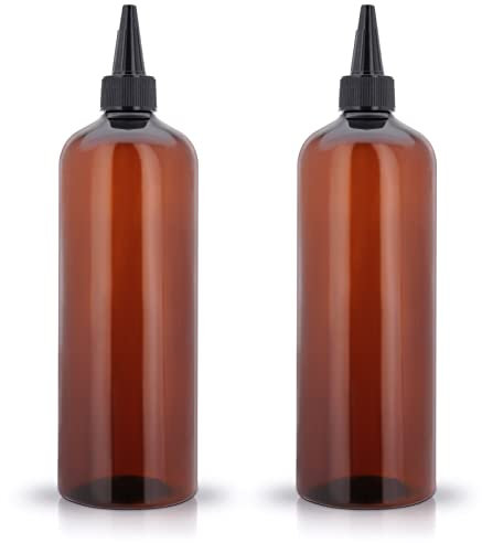 Cosywell Applicator Bottle for Hair Squeeze Bottle 2 Pack 16 Ounce Oil Bottles for Hair Dye Bottle with Cap PET Plastic Refillable Bottles Brown