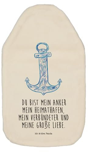 Mr. & Mrs. Panda Wärmflasche Anker Blau - Geschenk, Kinderwärmflasche, Tiere, Wärmekissen, Bettflasche, lustige Sprüche, Gute Laune, Kleine