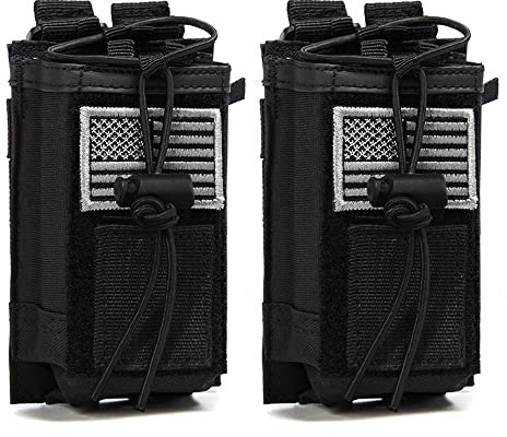 ZWEHKD Molle Funkgerätetasche Taktische Radiohalterung Tasche Radio Holster Tasche Militär Heavy Duty für Zwei-Wege-Walkie Talkies Outdoor Sports Verstellbare Aufbewahrung mit 2 Pack Patch