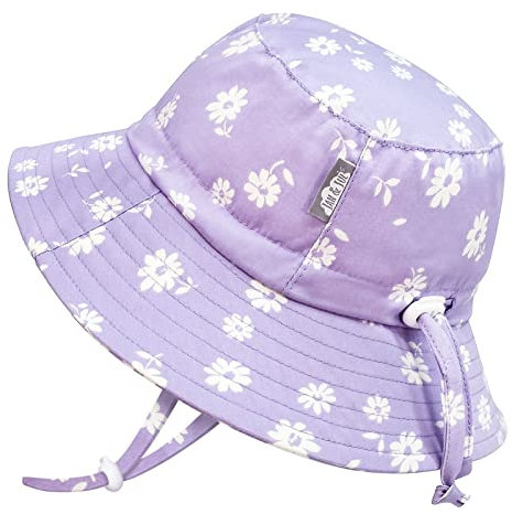 Jan & Jul Kinder Verstellbarer Sonnenhut für Mädchen, Reine Baumwolle (Lila Gänseblümchen, 2-5 Jahre)