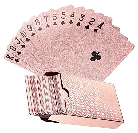Cartes de poker or rose, cartes de jeu magiques, cartes de poker magiques, cartes de poker en feuille d'or, cartes de jeu étanches pour jeux de famille, fête d'anniversaire