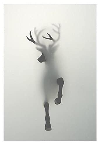 KEKUYA 3D Fensterfolie, kein Kleber, statisch, dekorative Sichtschutzfolie, Tier Hirsch, blickdicht Milchglas Fensterfolien, selbstklebend, für Zuhause, Badzimmer, Büro (75cmx200cm)