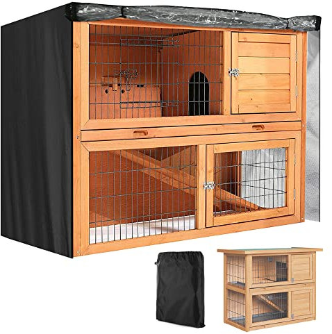 Gicov Kaninchenstall Abdeckung 1,2m Wasserdicht Doppeldecker Kaninchenkäfig Abdeckung Hasenstall Schutz mit Luftloch Sichtbarer Deckel für Winter Outdoor