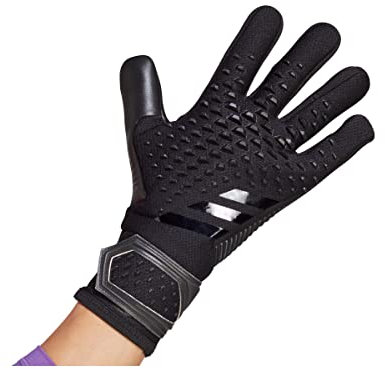 adidas Unisex Goalkeeper Gloves (W/O Fingersave) Predator Competition Goalkeeper Gloves, Black/Black/Black, HY4074, 10
