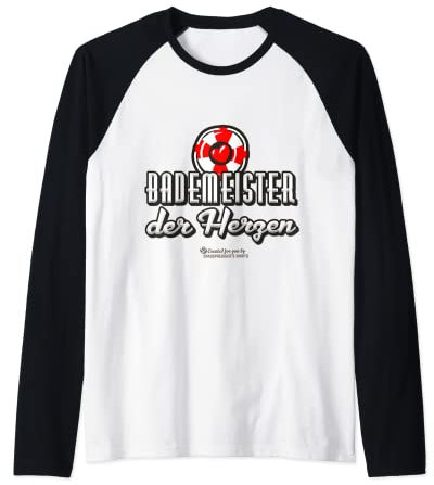 Bademeister der Herzen Rettungsring Schriftzug Bademeister Raglan
