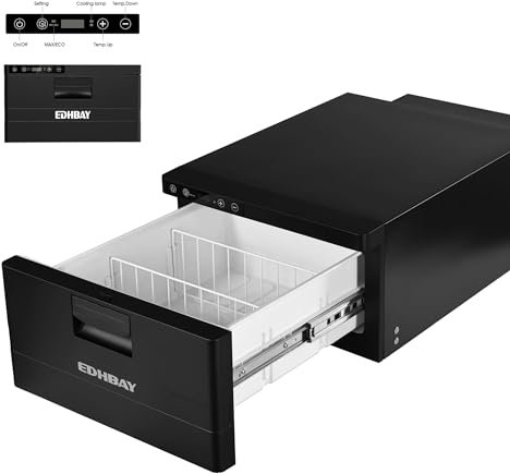 EDHBay Frigorifero portatile per auto, camper, 12 V, 24 V, 34 quator, 32 l, congelatore per camion, furgoni, roulotte, SUV, barca, viaggi, campeggio, viaggi su strada, portellone, -35,6 °C