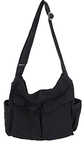 LUI SUI Damen Leinwand Umhängetaschen Große Kapazität Mehrere Taschen Denim Umhängetasche Denim Taschen