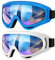 Vatefery Skibrille, Skibrille, Snowboardbrille für Männer und Frauen, Kinder, Jungen und Mädchen, Jugendliche, blendfrei, Anti-Beschlag, Snowboard-Schneebrille, 2er-Pack (D.Blue & White)