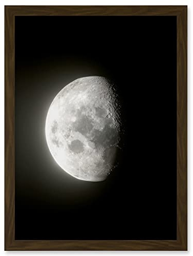 Artery8 Lunar Phases Waning Gibbous Moon Space Astronomy Artwork Framed Wall Art Print A4