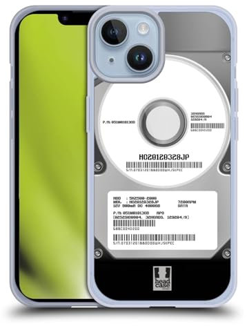 Head Case Designs Plata Unidades de Disco Duro Caso de Gel Suave Compatible con Apple iPhone 14