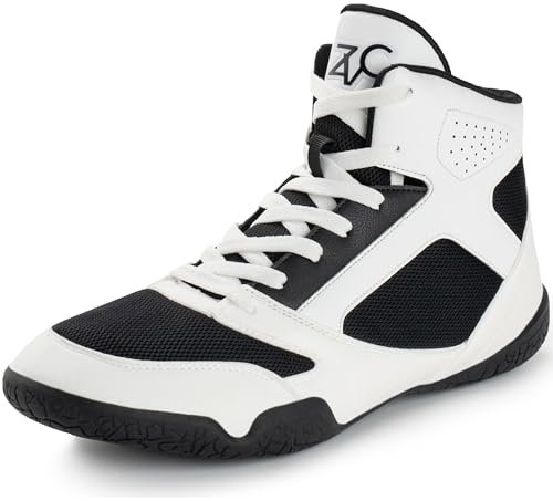 ZVC Wrestling Schuhe Männer Boxen Schuhe für Kampf Schuhe Powerlifting Bodybuilding Stiefel Schuhe, Weiss/opulenter Garten, 47 EU
