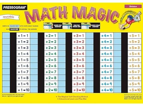 TimeTEX - Zaubertafel Mathematik - Englisch Division Ergebnis | Rechen-Tafel mit Selbstkontrolle zum spielerischen Lernen und Üben von Division auf englisch | Inhalt: Englisch Division Ergebnis