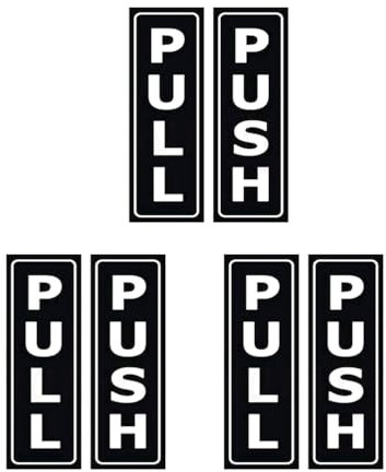 6 Piezas Pegatinas De Puerta Push Pull, Letrero Adhesivo Vertical Para Supermercados, Hogares, Hoteles Y Restaurantes, Vinilo Negro, 13X4Cm