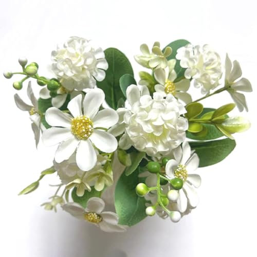 Fairnull Künstliche Blumensträuße, 15 Blumenzwiebeln, Chrysanthemenstrauß, realistisch, pflegeleicht, künstliche Blumen für Hochzeit, Party, Heimdekoration, kein Verwelken, schöne Foto-Requisite,