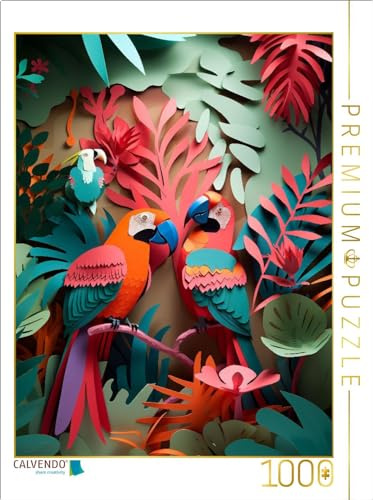 CALVENDO Puzzle Papageien im Dschungel | 1000 Teile Lege-Größe 64 x 48 cm Foto-Puzzle für glückliche Stunden