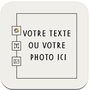 sous Verre en liège - Personnalisable Personnalisé avec Votre et Image et Votre Texte - 1 unité (95 x 95 mm)