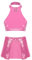 YiZYiF Frauen Wetlook Crop Tank Top Minirock Outfit Glänzendes Lackleder Top Rock Damen Party Outfit Sexy Club Zweiteilig Set Fetisch Hotpink_A S