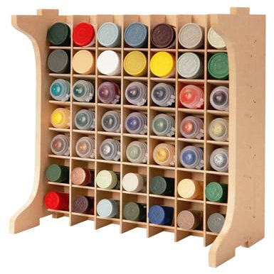 Bucasso Paint Rack Organizer with 49 Holes Suitable for 10ml TAMIYA/10ml MR HOBBY/18ml MR HOBBY, Model Tool Storage with MDF Material, Paint Rack for Miniature Paint Set - Craft Paint Holder Rack GK13