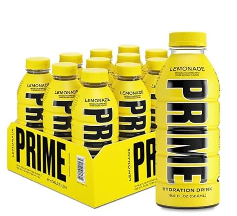 PRIME Hydration Lemonade| Electrolyte Enhanced for Ultimate Hydration | 250mg BCAAs | B Vitamins | Antioxidants | 720mg Electrolytes | 10.5% Coconut Water | 500mL Bottle |12 Pack