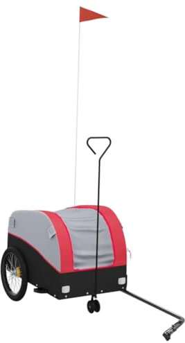 vidaXL Fahrradanhänger, Lastenanhänger für den Transport Schwerer Güter, Anhänger für Fahrrad, Radanhänger Transportanhänger, Schwarz Rot 30kg Eisen