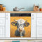 Highland Cow with Glasses Magnet Dishwasher Cover Kitchen Decor, Decorative Magnetic Fridge Panel Decal Fridge Door Cover Sheet Sticker 58.4 cm x 66.0 cm