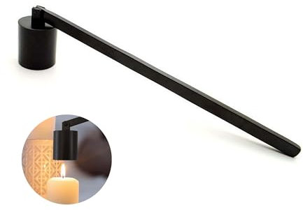 JHZABPO Candle Snuffer, Candle Snuffer Extinguisher with Long Handle, Black Stainless Steel Wick Flame Snuffer for Putting Out Candle Flame Safely