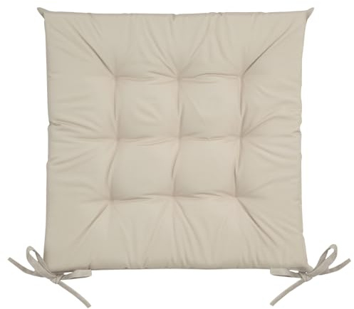 Eurofirany Wasserfeste Stuhlkissen Outdoor Sitzkissen Garten Kissen Terasse 40x40 Auflage Sitzauflage Bodenkissen Polster (Creme)