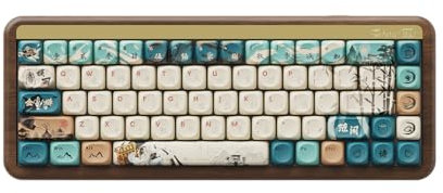 Akko - Tastiera meccanica da gioco con custodia in legno di noce, MU01 Joy of Life 65% 68 tasti RGB 2.4G wireless/Bluetooth/cavo Tastiera sostituibile a caldo con tasti PBT Dye-Sub per