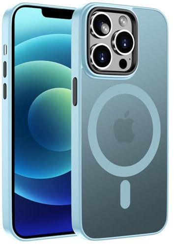 ORDA für iPhone 12 Pro Max Hülle 6.7 Zoll Kompatibel mit MagSafe,Magnetisch Handyhülle für iPhone 12 Pro Max Case Durchscheinende Matt Rückseite Dünn Stoßfest Schutzhülle hellblau