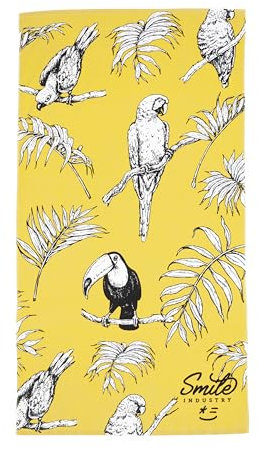 Sorbetto modisches Strandtuch, großes Badetuch mit modernem Print, 90 x 170cm, Velour Gelb/Schwarz Papagei