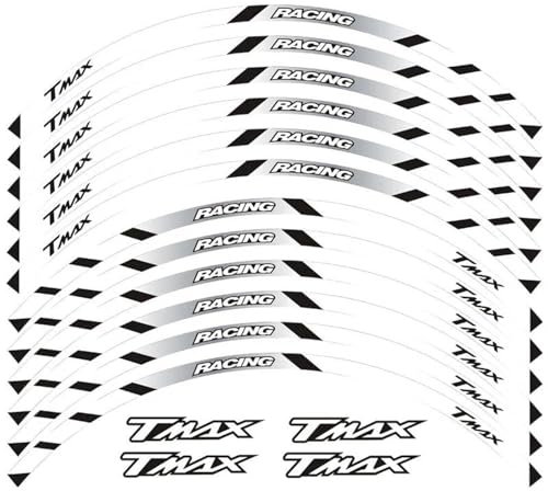 NOHEEU Decalcomanie per Ruote 1 Set di Adesivi per Ruote Moto Strisce Adesivi Riflettenti per Cerchi per T Max Tmax(Style 1)