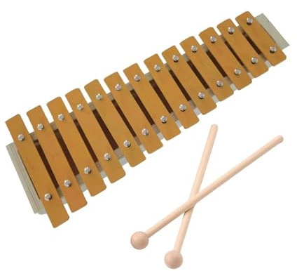 Professional Xylophone 13 Noten Klassisches Holzfarben-Xylophon Metalltasten Percussion Rhythmus Handheld-Musikinstrument Mit 2 Schlägeln Geschenk