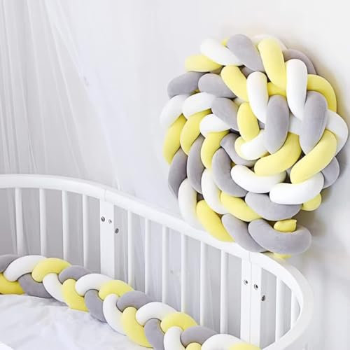 RZYW Bettschlange Umrandungen Geflochten Bettkantenschutz Baby Nestchen Bettrolle, Geflochten Bettschlange Nestchen Babybett Knotenkissen, Deko Kissen Für Schlafzimmer,A11,1.5m
