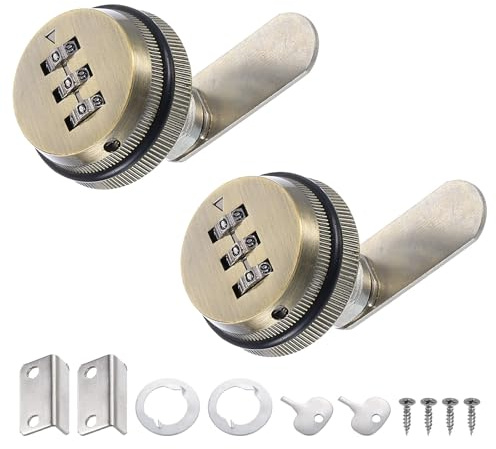 PATIKIL 3/4 Combination Cam Lock, 2 Pcs File Cabinet Locks with Combination Password Coded Cabinet Locks with Cylinder Chrome for 0.2-0.5 Thick Wood Drawer Mailbox Filing Cabinet, Green