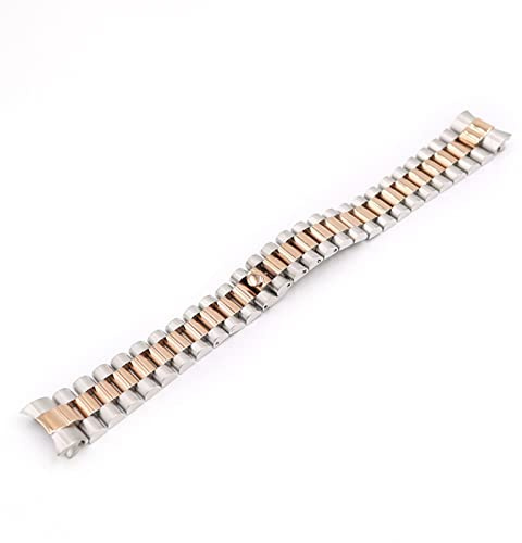 FFHDJL 20mm 316L Edelstahl Feste gekrümmte Endschraube Links Ersatz Armbanduhr Band Armbandarmband Für Rolex Präsident(Middle gold)
