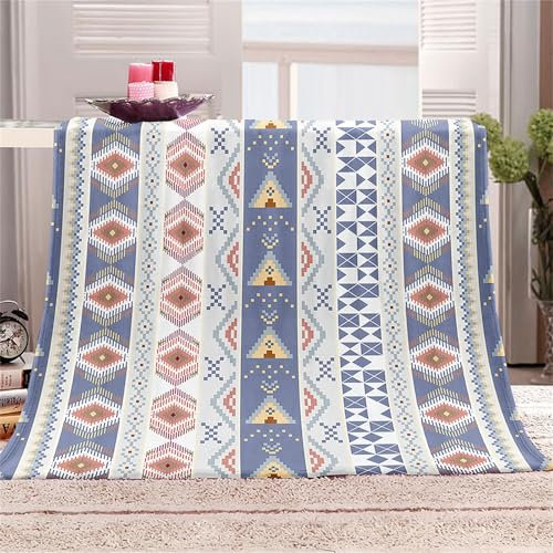 DOTBUY-SHOP Flanell Decken, Ethno-Stil-Serie Decke Flauschig, Boho Fleecedecke, Sofadecke, Winterliche Wärme Decke, Waschbar Kuscheldeck (Grau,125x200cm)