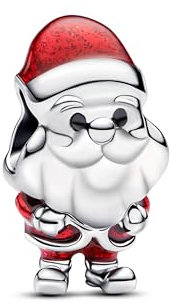 PANDORA Moments 793593C01 - Charm giocoso con Babbo Natale in argento Sterling, 10,6x16x8,8 mm, Argento sterling, Nessuna pietra preziosa