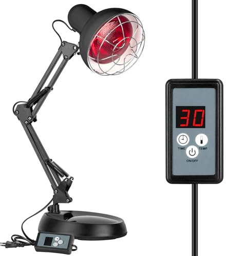 Zrwuldu Rotlichtlampe Wärmelampe 100W Infrarotlampe Infrarotlicht-Rotlicht Wärmestrahler mit Timer & Temperaturregelung – Tragbar für Zuhause, Ideal für Baby, Muskeln und Gelenke