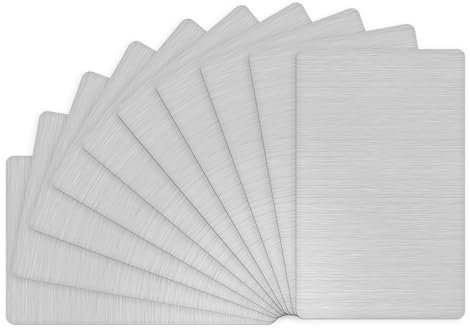 M METERXITY 10-Pack Metal Business Card Blanks, 80x50x0.4mm 201 Stainless Steel Brushed Blank Steel Card Engraving Steel Plate for DIY Printing/Nameplate [Metallic Silver]