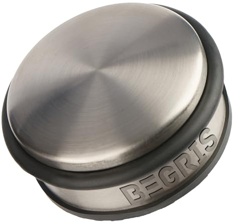 BEGRIS® Türstopper Boden Klein Gummi Edelstahl 45x105mm Nickel/Satin | Freistehend, Schützt Wände & Möbel, Weiche Oberfläche, Schwerlastpuffer, Absorbiert Türstöße